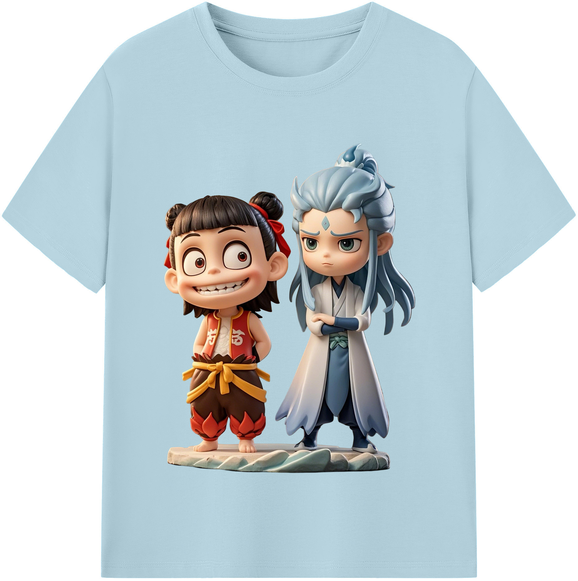 （画像用） Ne Zha 2 ナタ 魔童の大暴れ 綿100％半袖Tシャツ（フロントプリント）